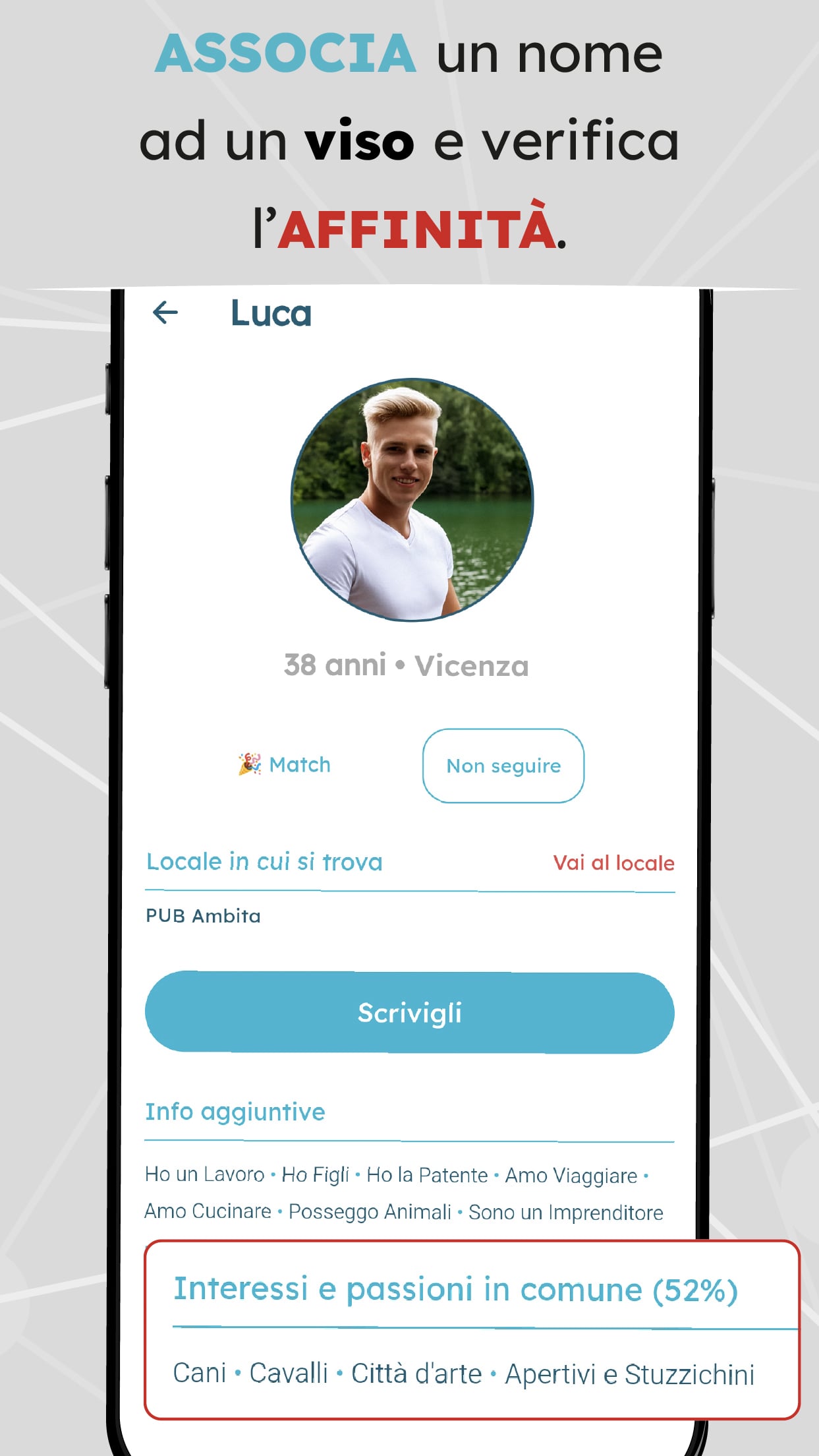 Dettaglio profilo Meetbar APP 